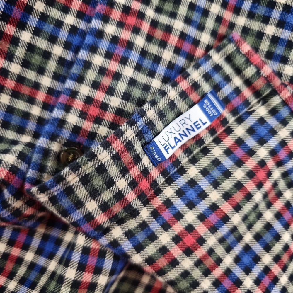 Orvis‎ Luxury Flannel Shirt Mens Medium Long Sleeve Button Down Multicolor Check - Picture 7 of 9
